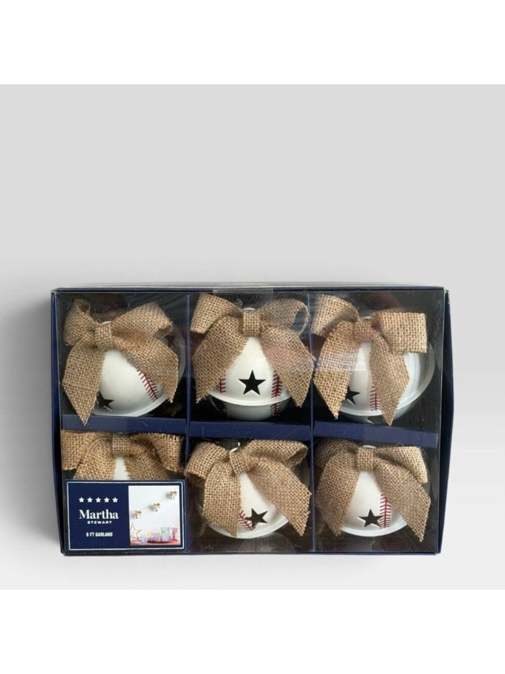 Martha Stewart Patriotic Baseball Bells Garland 6 Foot New in Box